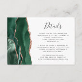 Emerald Green Agate Rose Gold Wedding Details Begleitkarte (Vorderseite)