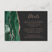 Emerald Green Agate Rose Gold Wedding Details Begleitkarte (Vorderseite)