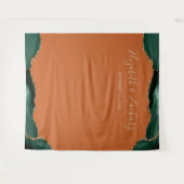 Emerald Green Agate Rust Wedding Foto Booth Wandteppich (Vorderseite (Horizontal))