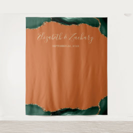 Emerald Green Agate Rust Wedding Foto Booth Wandteppich