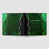 Emerald Green Agate Wedding Silver Gästebuch (Voll)