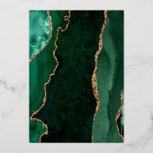 Emerald Green Agate Whimsical Script Wedding Folieneinladung (Rückseite)