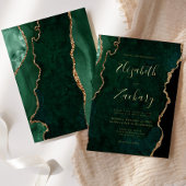 Emerald Green Agate Whimsical Script Wedding Folieneinladung