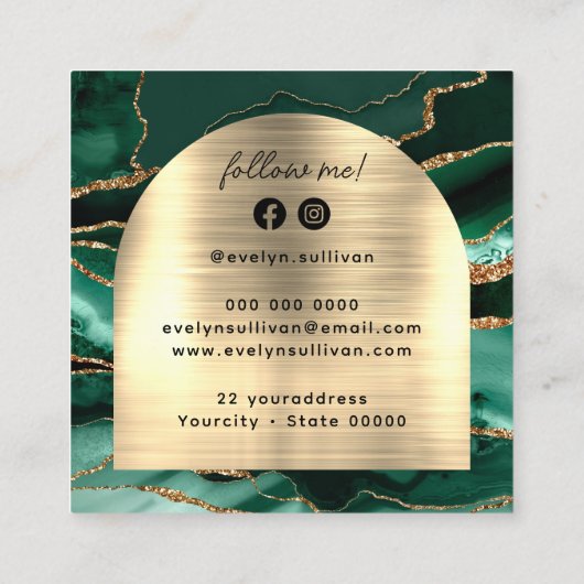 Emerald Green Age Imitat-Folienkarte Quadratische Visitenkarte (Rückseite)