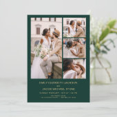 Emerald Green All in One QR Code Foto Hochzeit Einladung (Stehend Vorderseite)