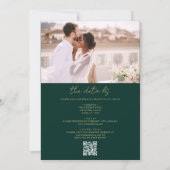 Emerald Green All in One QR Code Foto Hochzeit Einladung (Rückseite)