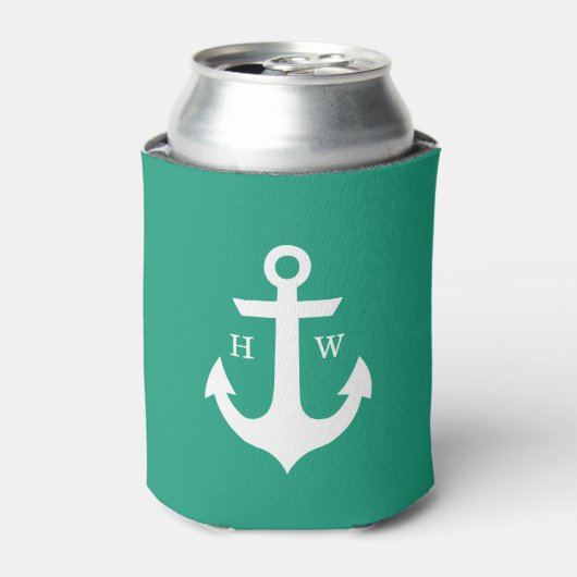 Emerald Green Anchor Monogram Dosenkühler (Kanne Vorderseite)