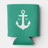 Emerald Green Anchor Monogram Dosenkühler (Rückseite)