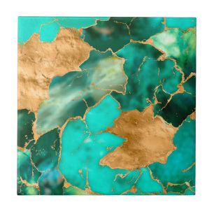 Emerald Green and Gold abstract Fliese