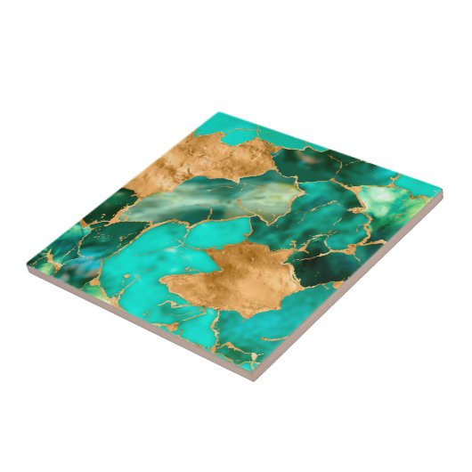 Emerald Green and Gold abstract Fliese (Seite)