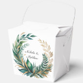Emerald Green and Gold Floral Frame Wedding Geschenkschachtel (Vorderseite)
