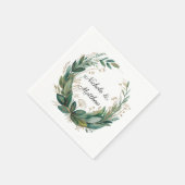Emerald Green and Gold Floral Frame Wedding Serviette (Ecke)