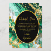 Emerald Green and Gold Marble Agate Birthday Party Dankeskarte (Vorne/Hinten)