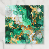 Emerald Green and Gold Marble Agate Birthday Party Geschenkanhänger (Rückseite)