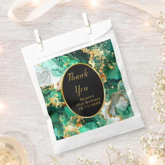 Emerald Green and Gold Marble Agate Birthday Party Geschenktütchen (Ausgeschnitten)