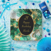 Emerald Green and Gold Marble Agate Birthday Party Pappteller (Party)