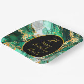 Emerald Green and Gold Marble Agate Birthday Party Pappteller (Gewinkelt)