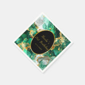 Emerald Green and Gold Marble Agate Birthday Party Serviette (Ecke)