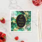 Emerald Green and Gold Marble Agate Birthday Party Serviette (Beispiel)