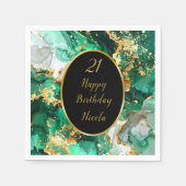 Emerald Green and Gold Marble Agate Birthday Party Serviette (Vorderseite)