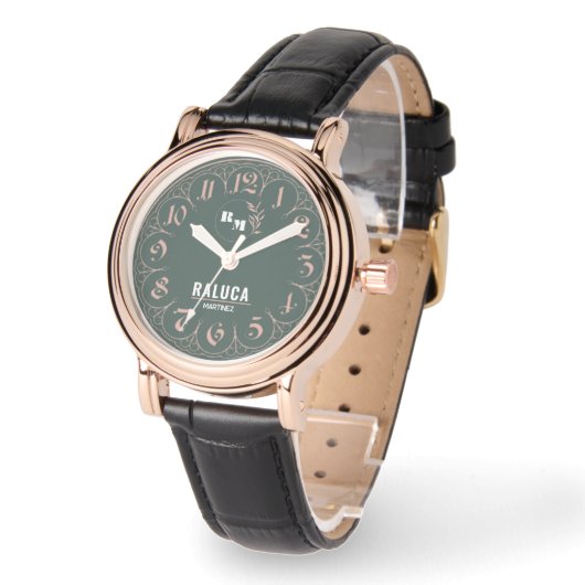 Emerald Green and Gold Personalized Custom Elegant Armbanduhr (Winkel)