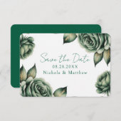 Emerald Green and Gold Rose Wedding Save The Date (Vorne/Hinten)