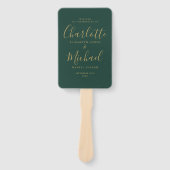 Emerald Green and Gold Script Wedding Program Fächer (Vorderseite)