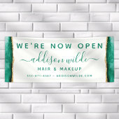 Emerald Green and Gold Watercolor Business Banner