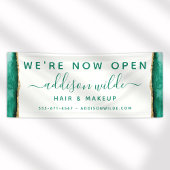 Emerald Green and Gold Watercolor Business Banner