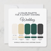 Emerald Green and Gold Wedding Color Palette Card Einladung (Vorderseite)