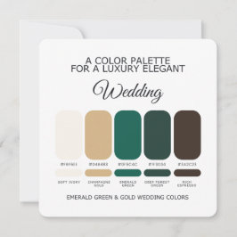 Emerald Green and Gold Wedding Color Palette Card Einladung