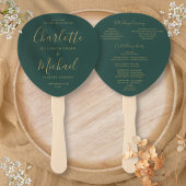 Emerald Green and Gold Wedding Program Fächer