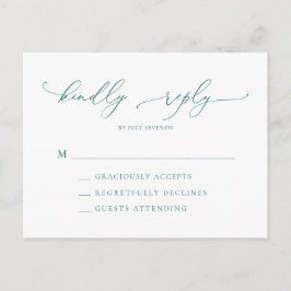 Emerald Green Aquamarin Minimalistisch Modern Wedd Postkarte