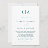 Emerald Green Aquamarin Monogram Minimalistisch We Einladung (Vorderseite)