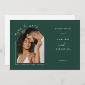 Emerald Green Arch Foto QR Code Save the Date Inv Einladung (Vorne/Hinten)