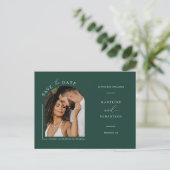 Emerald Green Arch Foto QR Code Save the Date Pos Postkarte (Stehend Vorderseite)