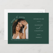 Emerald Green Arch Foto QR Code Save the Date Pos Postkarte (Vorne/Hinten)