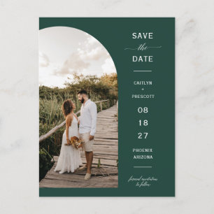 Emerald Green Arch Foto QR-Code Save the Date Postkarte