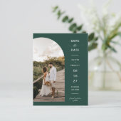Emerald Green Arch Foto QR-Code Save the Date Postkarte (Stehend Vorderseite)