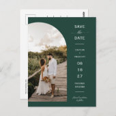 Emerald Green Arch Foto QR-Code Save the Date Postkarte (Vorne/Hinten)