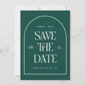 Emerald Green Arch Retro Minimalistisch Moderner S Save The Date (Vorderseite)