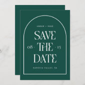 Emerald Green Arch Retro Minimalistisch Moderner S Save The Date (Vorne/Hinten)