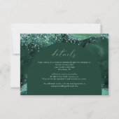 Emerald Green Arch Silver Glitzer Hochzeitdetails RSVP Karte (Vorderseite)