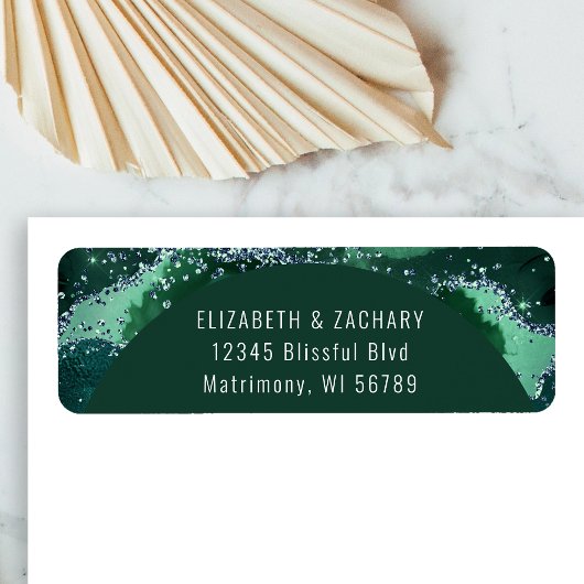 Emerald Green Arch Wedding Return Address Label