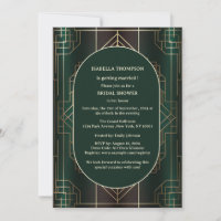 Emerald Green Art Deco Bridal Einladungen