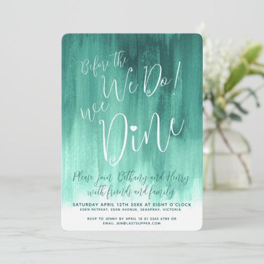 Emerald Green Art Probe Dinner bevor wir in Einladung (Stehend Vorderseite)