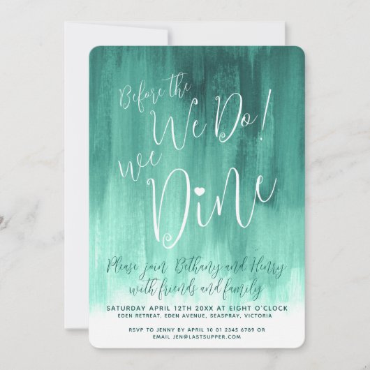 Emerald Green Art Probe Dinner bevor wir in Einladung (Vorderseite)