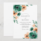 Emerald Green Artistic Spring Wedding Einladung (Vorne/Hinten)