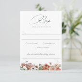 Emerald Green Autumn Floral Wedding RSVP Card (Stehend Vorderseite)