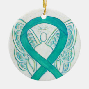 Emerald Green Awareness Ribbon Angel Art Ornamente